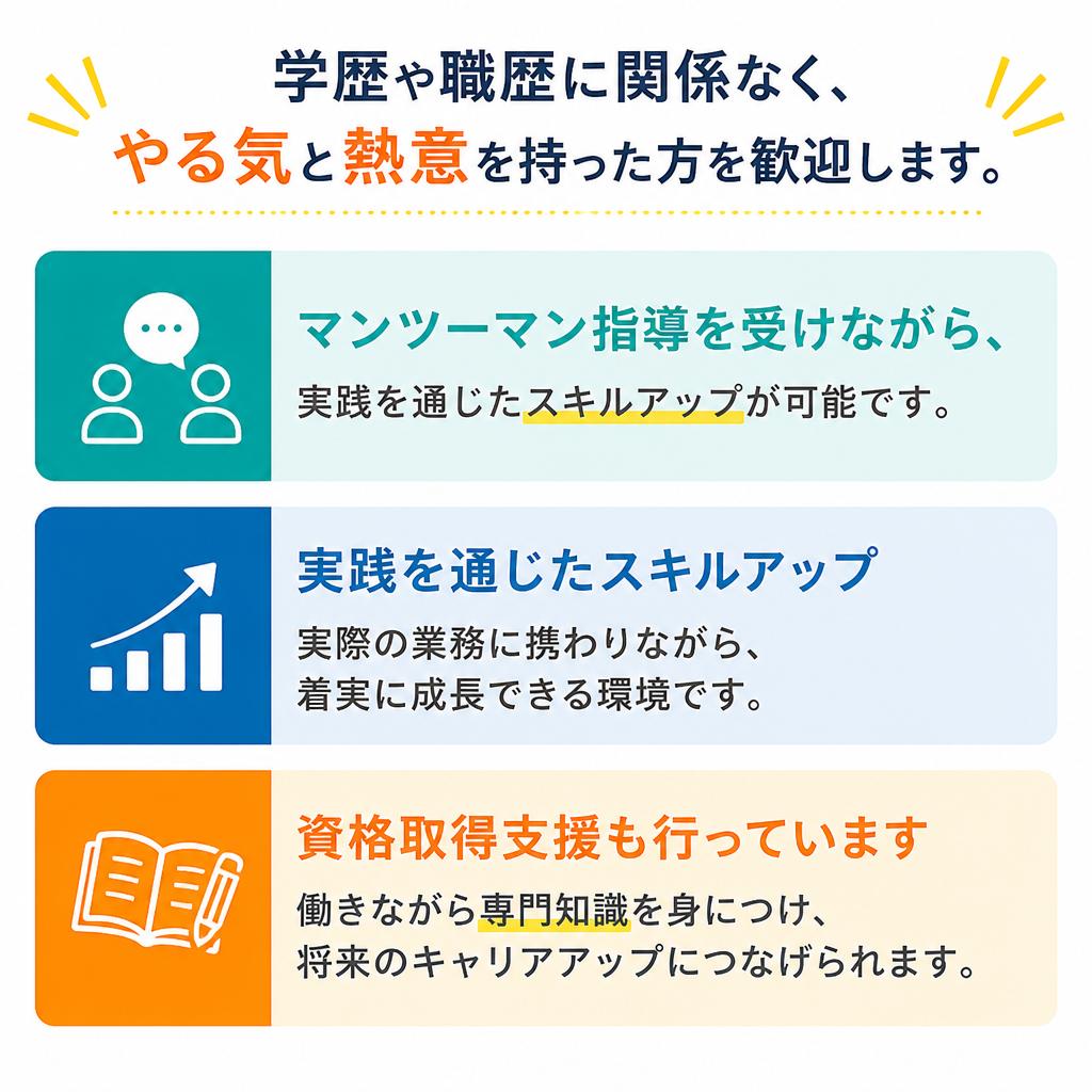 学歴不問！未経験者大歓迎