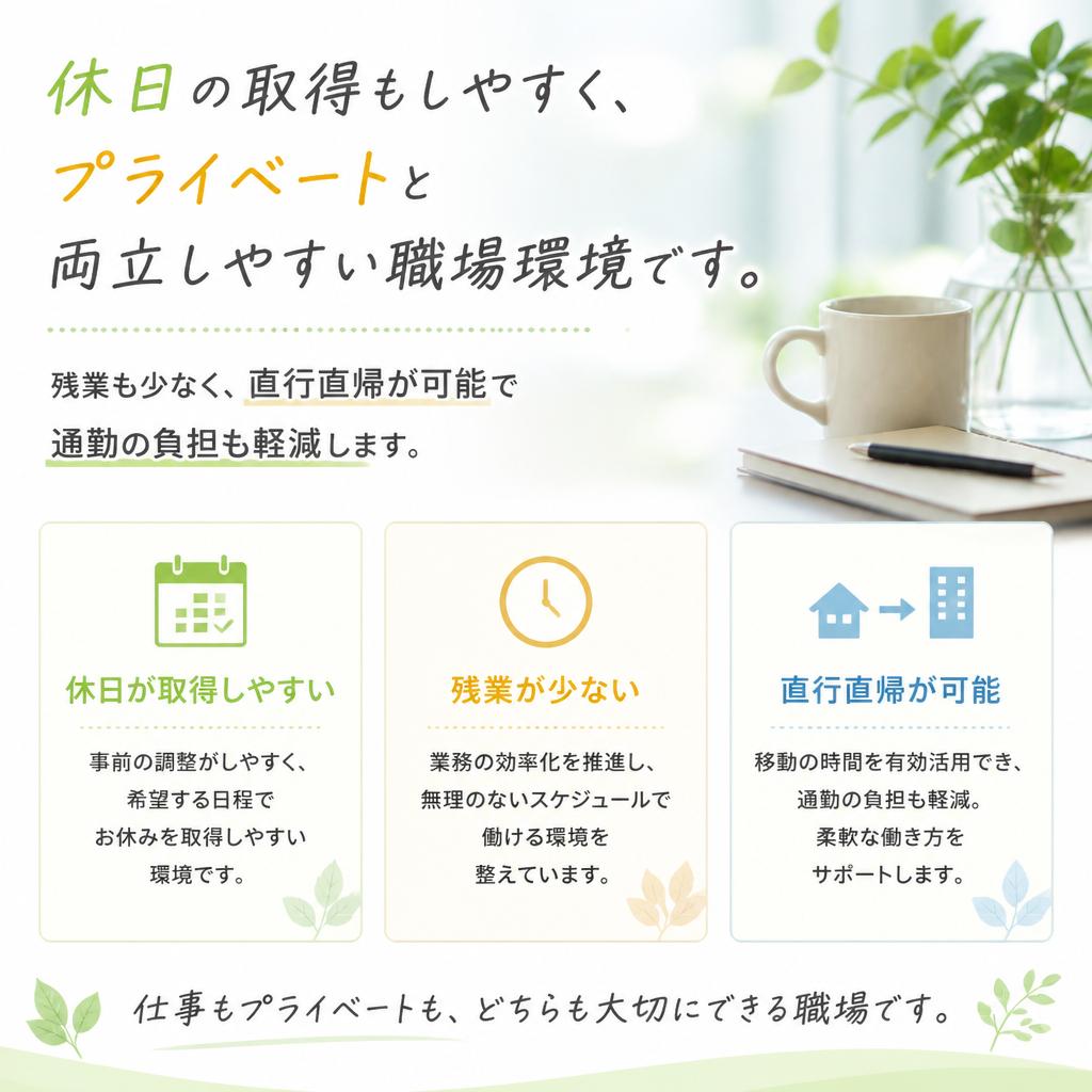 充実した福利厚生と働きやすさ